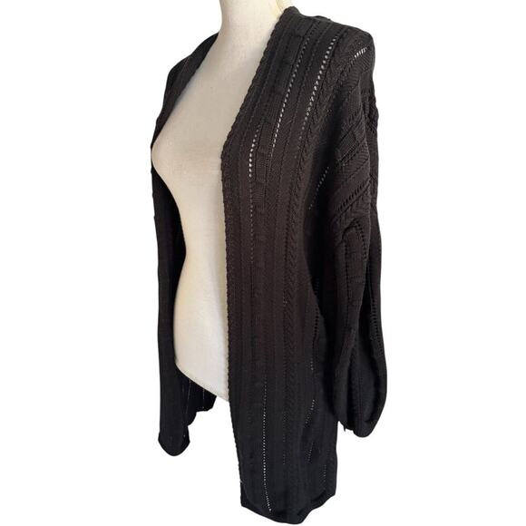 Cotton by Autumn Cashmere Open Pointelle Duster Black Size Large NEW With Tags - Picture 4 of 14